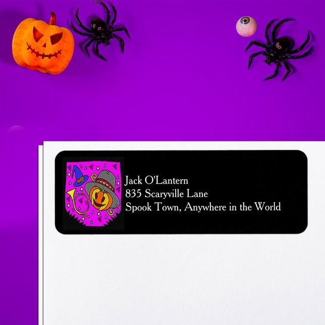 Halloween Pumpkin Bugle Purple Return Address (Halloween Pumpkin Bugle Purple Return Address Label)