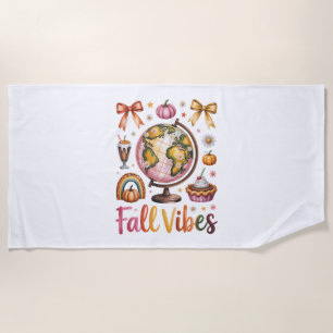 Halloween Pumpkin Camping Trip Beach Towel