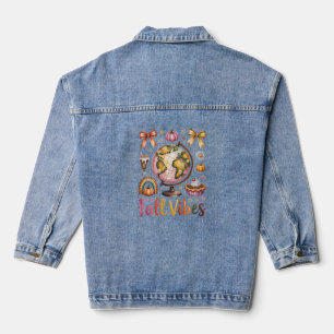 Halloween Pumpkin Camping Trip Denim Jacket