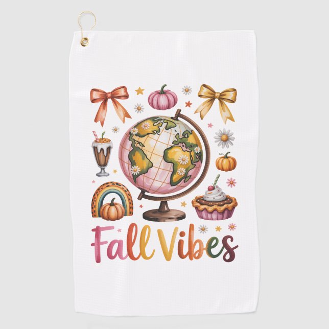 Halloween Pumpkin Camping Trip Golf Towel (Front)