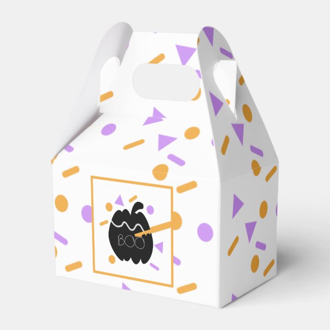 Halloween Pumpkin Carving Black Orange Sprinkles Favor Box (Front Side)