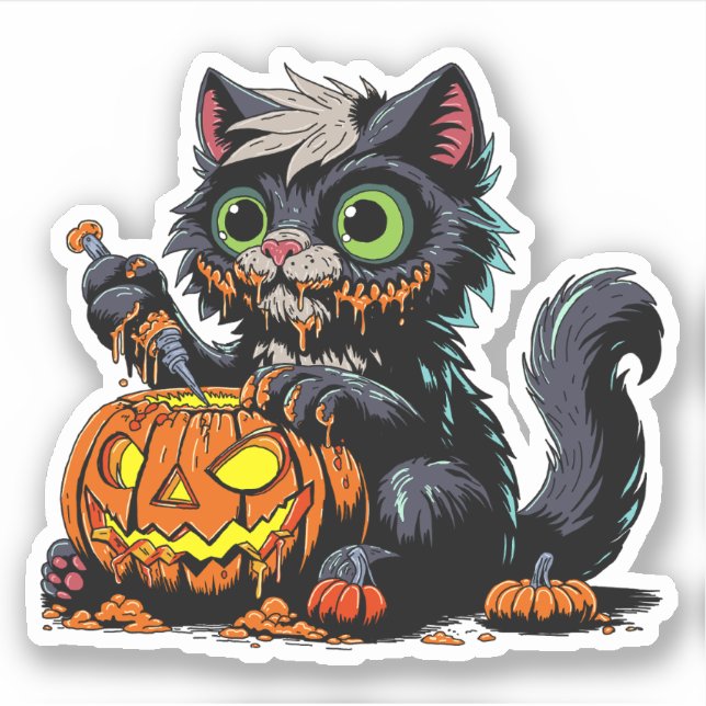 Halloween Pumpkin Carving Cat (Front)