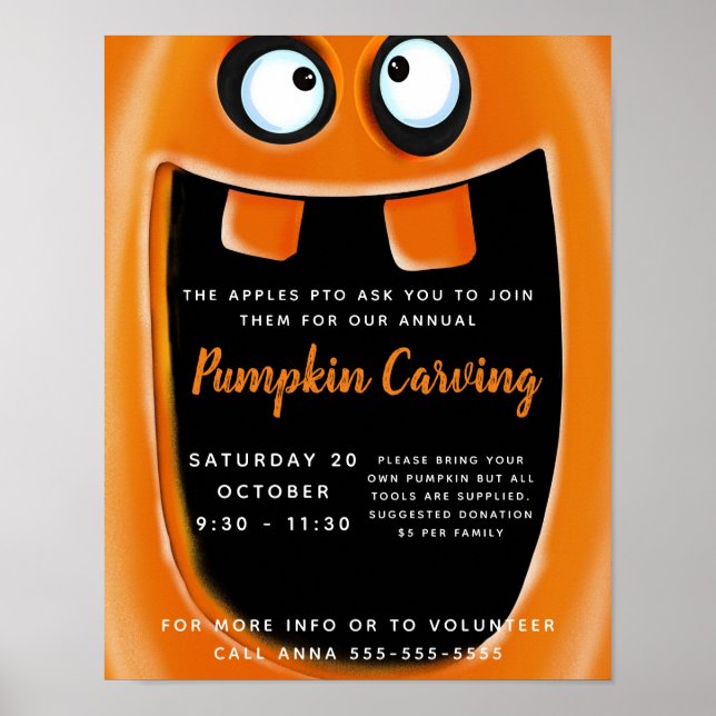 halloween pumpkin carving costume party disco poster (Front)