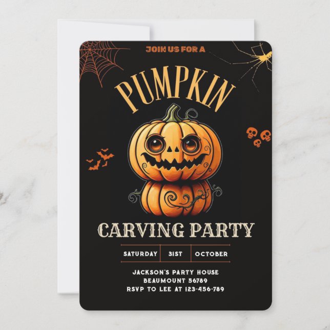 Halloween Pumpkin Carving Invitation  (Front)