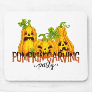 Halloween Pumpkin carving Party Fall Funny Mouse Pad