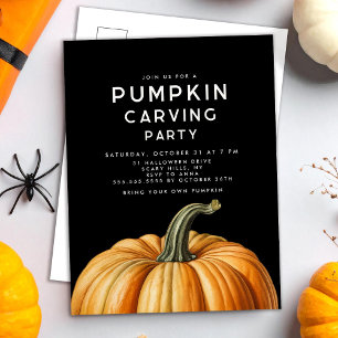 Halloween pumpkin carving party  holiday postcard