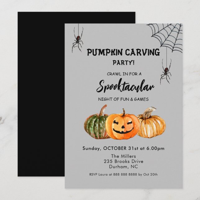 Halloween Pumpkin Carving Party  Invitation (Front/Back)