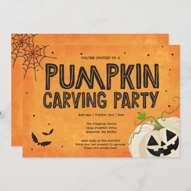 Halloween Pumpkin Carving Party Invitation (Front/Back)