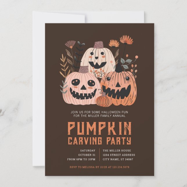Halloween Pumpkin Carving Party Invitations (Front)