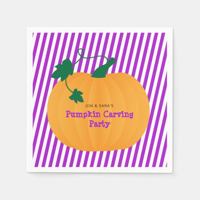 Halloween Pumpkin Carving Party Napkin (Front)