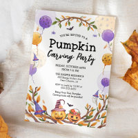 Halloween Pumpkin Carving Party Orange and Purple