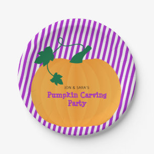 Halloween Pumpkin Carving Party Paper Plate