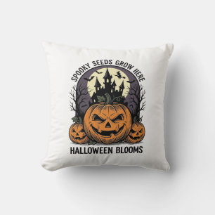 Halloween Pumpkin Castle Vintage Spooky Shirt_1 Throw Pillow