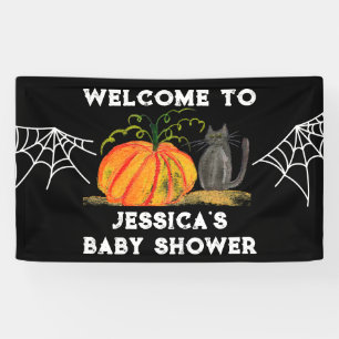 Halloween Pumpkin Cat Baby Shower Banner