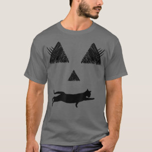 Halloween pumpkin cat eyelashes jack o lantern fac T-Shirt