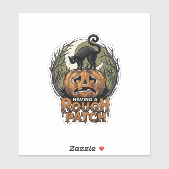 Halloween Pumpkin Cat Rough Patch Vintage Engravin (Sheet)