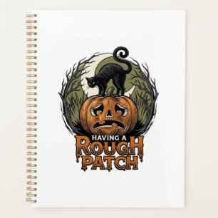 Halloween Pumpkin Cat Rough Patch Vintage Engravin Planner