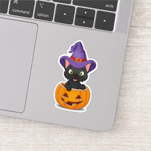 Halloween pumpkin cat sticker 