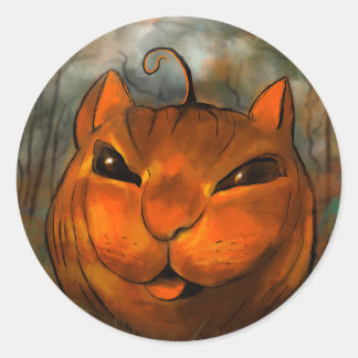 Halloween Pumpkin Cat Stickers