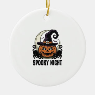 Halloween Pumpkin Cat Witch Hat Vintage Shirt_1 Ceramic Ornament