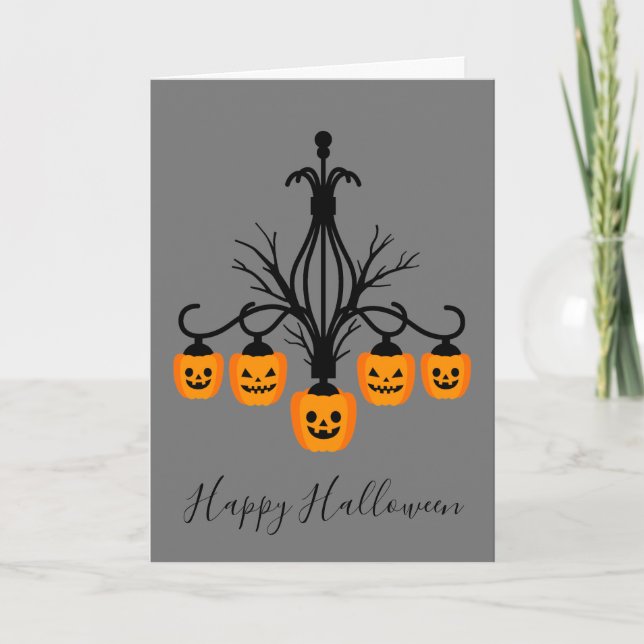 Halloween pumpkin chandelier card (Front)
