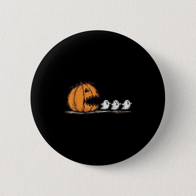 Halloween Pumpkin Chasing Ghost  2 Inch Round Button (Front)