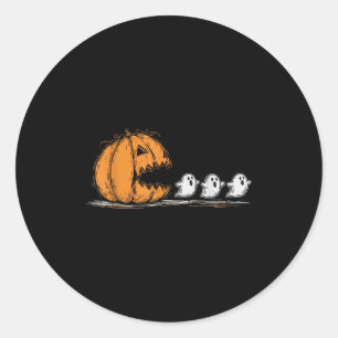 Halloween Pumpkin Chasing Ghost Classic Round Sticker