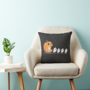Halloween Pumpkin Chasing Ghost Png, Halloween  Throw Pillow