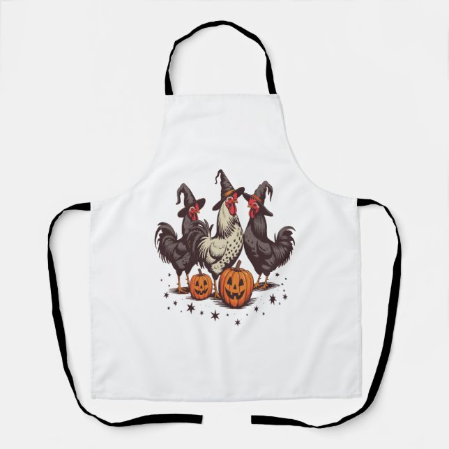 Halloween Pumpkin Chicken Witch Fall Apron (Front)