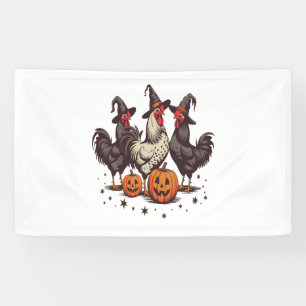 Halloween Pumpkin Chicken Witch Fall Banner