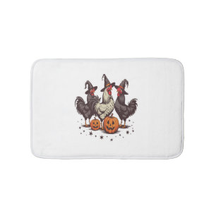 Halloween Pumpkin Chicken Witch Fall Bath Mat