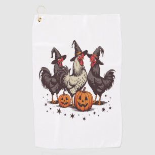 Halloween Pumpkin Chicken Witch Fall Golf Towel