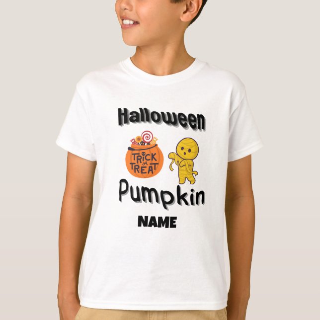 Halloween pumpkin childrens personalized gifts T-Shirt (Front)