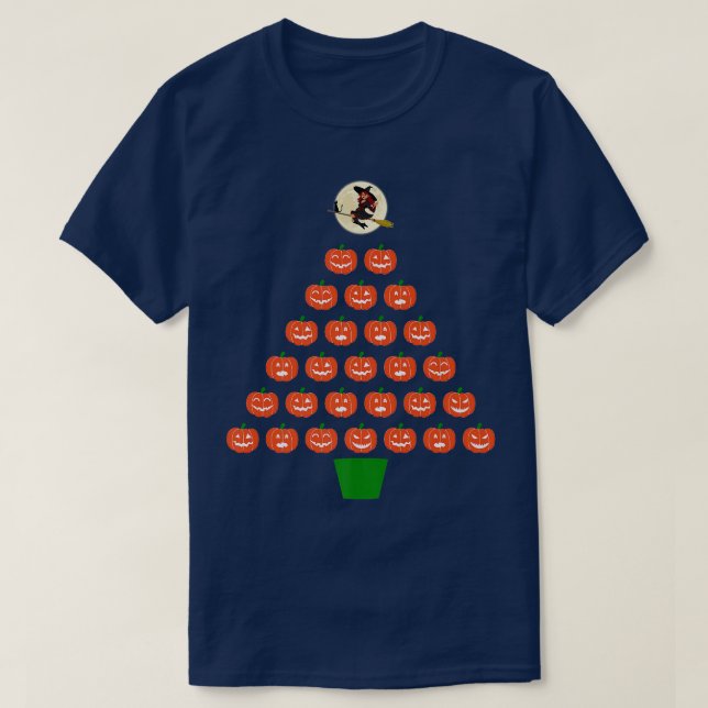 Halloween Pumpkin Christmas Tree Witch Premium  T-Shirt (Design Front)