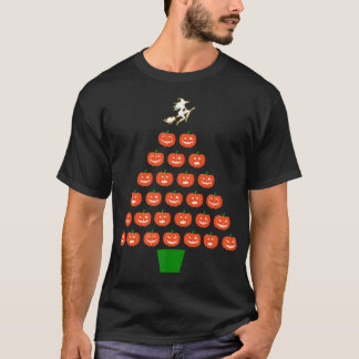 Halloween Pumpkin Christmas Tree Witch  T-Shirt