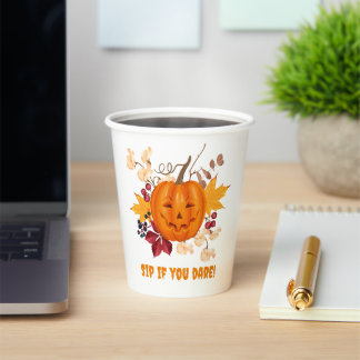 Halloween Pumpkin Coffee Cup - "Sip If You Dare!"