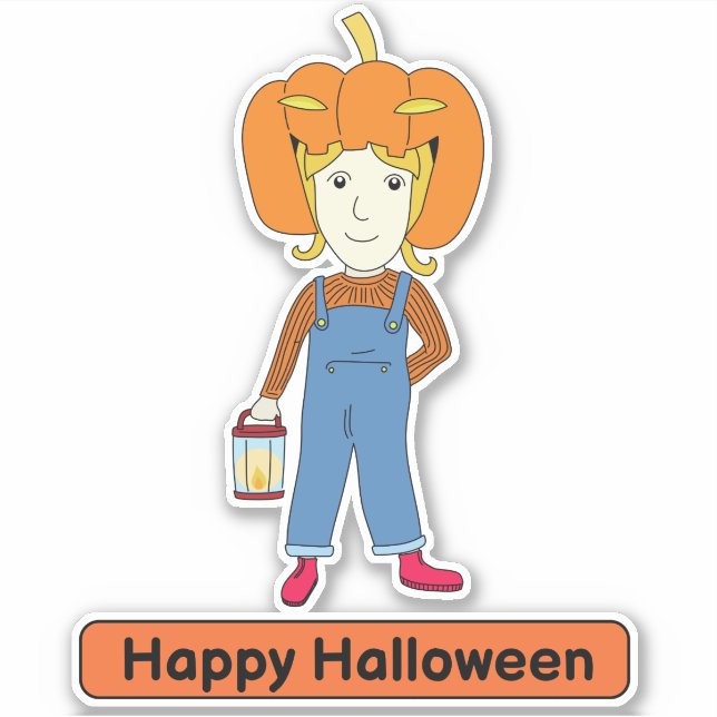 Halloween Pumpkin costume kid Sticker (Front)