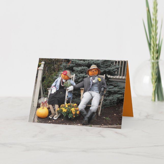 Halloween Pumpkin Couple Anniversary Card (Front)