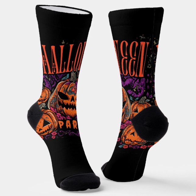 Halloween, Pumpkin Coven Bloom, Gothic Socks (Angled)