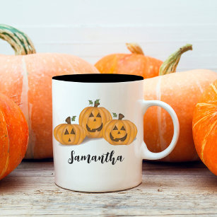 Halloween Pumpkin Cute Jack O'lanterns Funny Two-Tone Coffee Mug