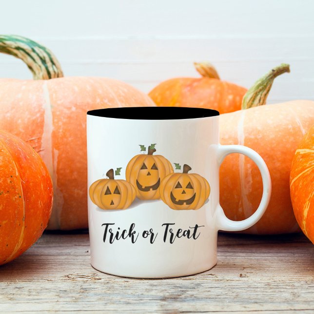 Halloween Pumpkin Cute Jack O'lanterns Funny  Two-Tone Coffee Mug (Creator Uploaded)