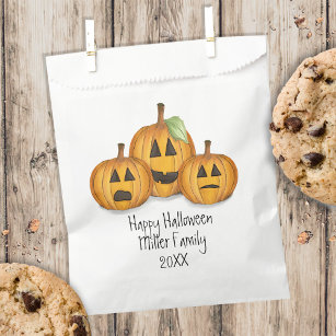 Halloween Pumpkin Cute Whimsical Jack O Lantern Favour Bag