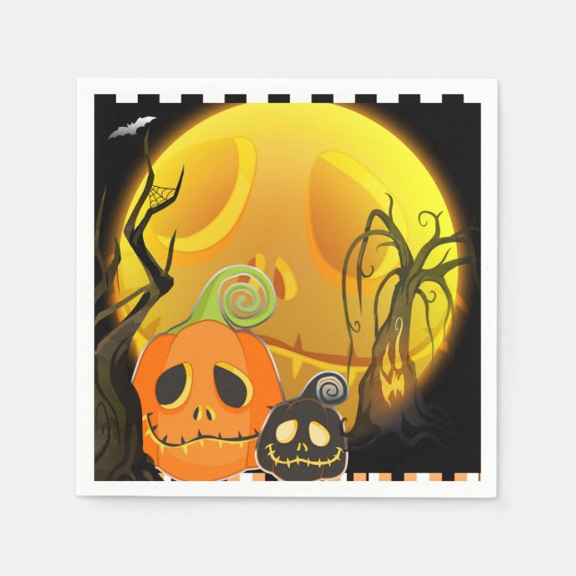 Halloween Pumpkin Cute Whimsical Party Napkin (Front)