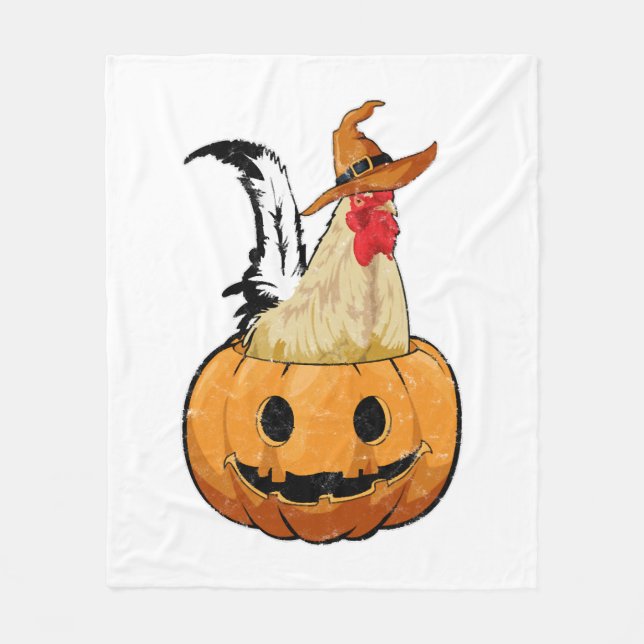 Halloween Pumpkin Cute Witch Chicken Fleece Blanket (Front)