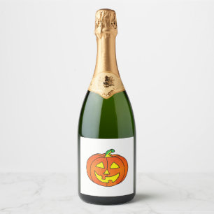 Halloween Pumpkin Cute Witch Chicken Sparkling Wine Label