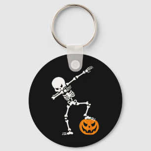 Halloween Pumpkin Dabbing Skeleton For Men Women K Keychain
