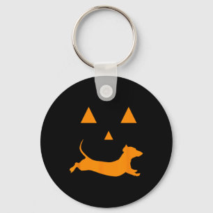 Halloween Pumpkin Dachshund Jack-o-lantern Costum Keychain