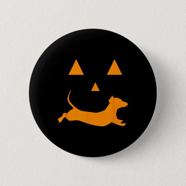 Halloween Pumpkin Dachshund Jack-o-lantern Costume 2 Inch Round Button (Front)