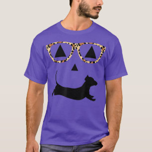 Halloween Pumpkin Dachshund Jack-o-lantern Leopard T-Shirt