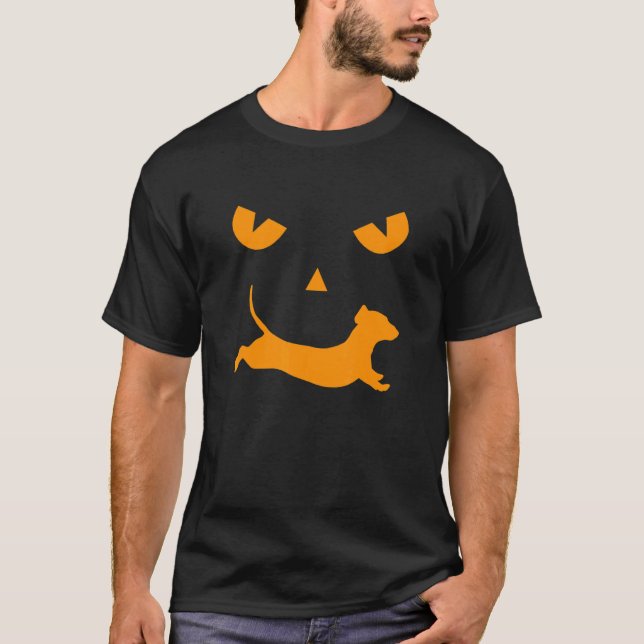 Halloween Pumpkin Dachshund Jack o Lantern T-Shirt (Front)